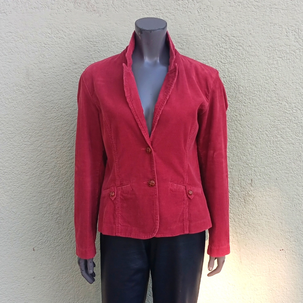 Bass Jeans (Sri Lanka) Ladies Vintage Corduroy Jacket W/Leather Button  Accents